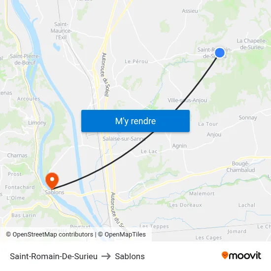 Saint-Romain-De-Surieu to Sablons map