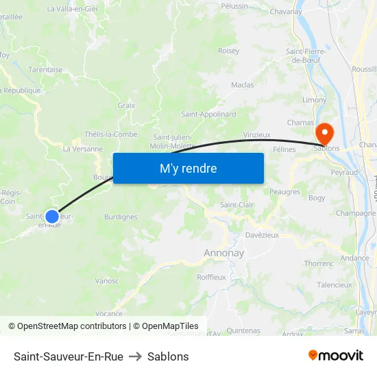 Saint-Sauveur-En-Rue to Sablons map