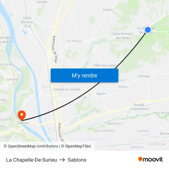 La Chapelle-De-Surieu to Sablons map