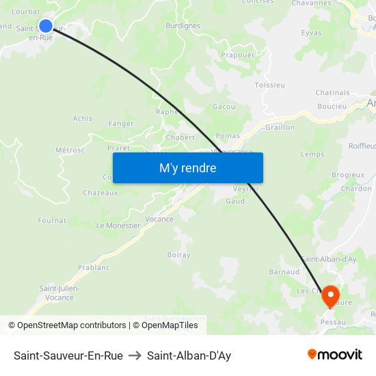 Saint-Sauveur-En-Rue to Saint-Alban-D'Ay map