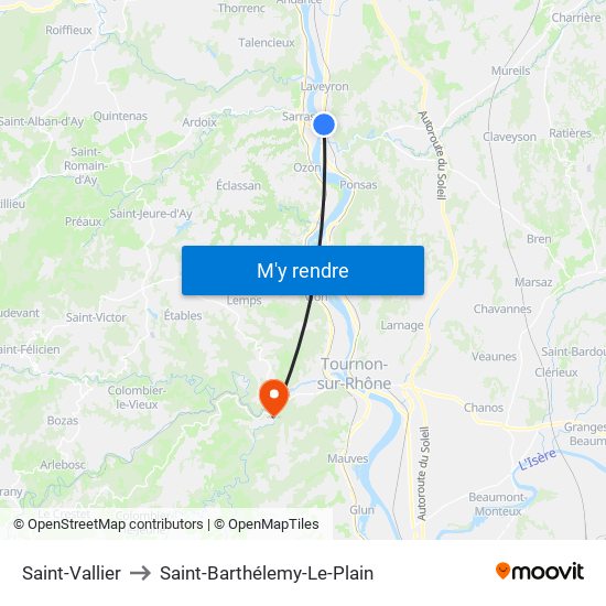 Saint-Vallier to Saint-Barthélemy-Le-Plain map