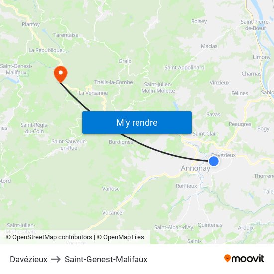 Davézieux to Saint-Genest-Malifaux map