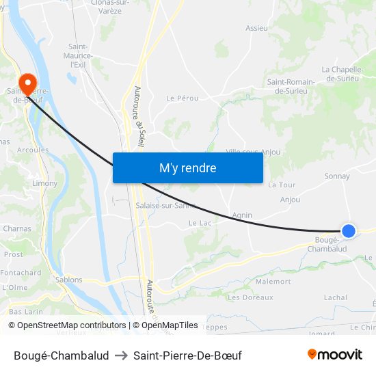 Bougé-Chambalud to Saint-Pierre-De-Bœuf map