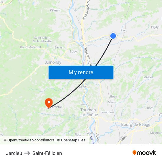 Jarcieu to Saint-Félicien map