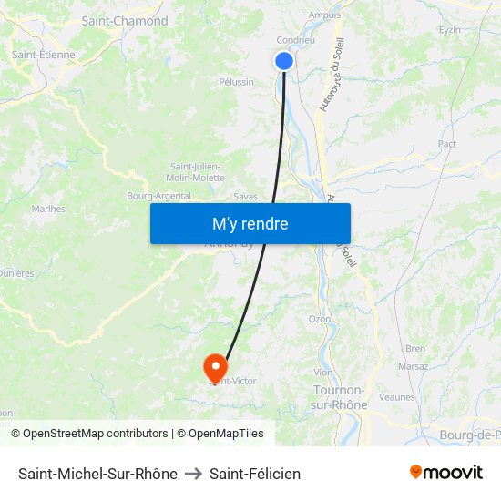 Saint-Michel-Sur-Rhône to Saint-Félicien map