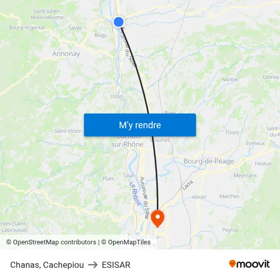 Chanas, Cachepiou to ESISAR map