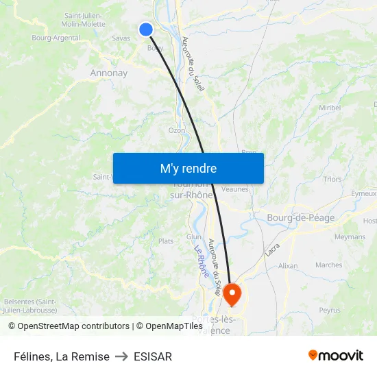 Félines, La Remise to ESISAR map