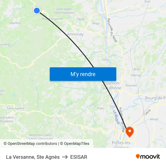La Versanne, Ste Agnès to ESISAR map