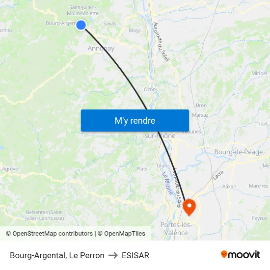Bourg-Argental, Le Perron to ESISAR map