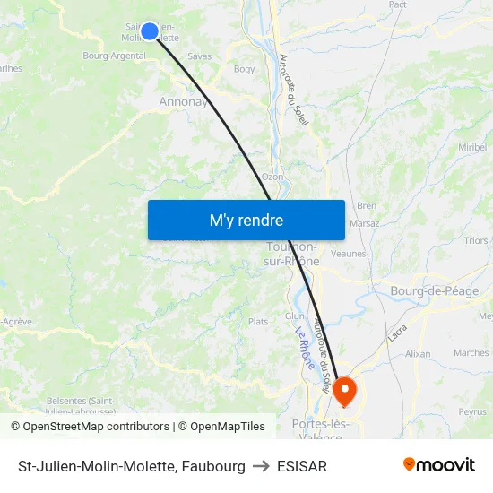 St-Julien-Molin-Molette, Faubourg to ESISAR map