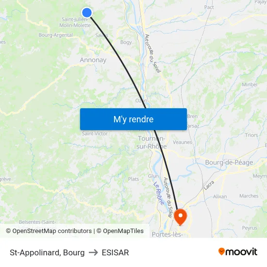 St-Appolinard, Bourg to ESISAR map