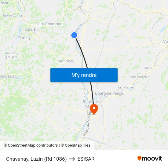 Chavanay, Luzin (Rd 1086) to ESISAR map