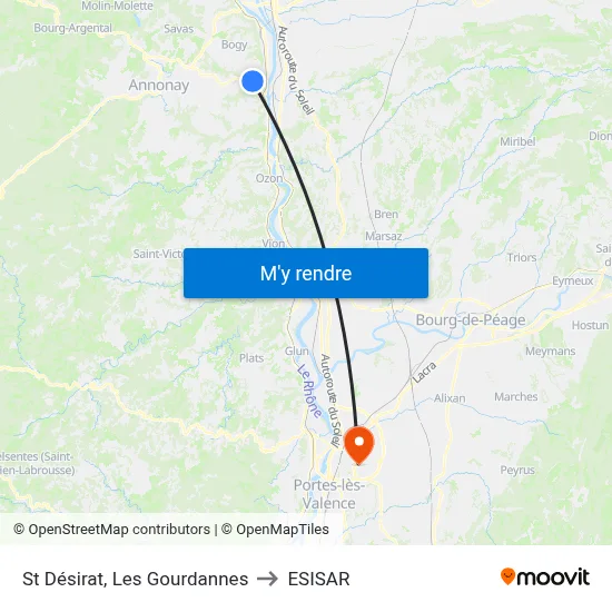 St Désirat, Les Gourdannes to ESISAR map