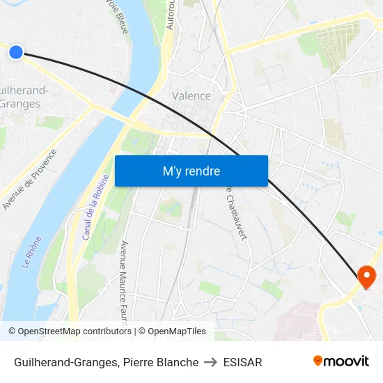 Guilherand-Granges, Pierre Blanche to ESISAR map