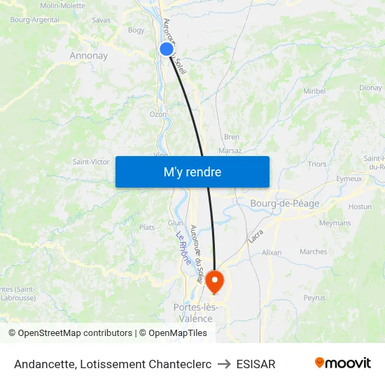 Andancette, Lotissement Chanteclerc to ESISAR map