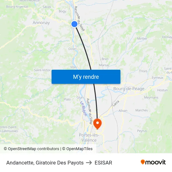 Andancette, Giratoire Des Payots to ESISAR map
