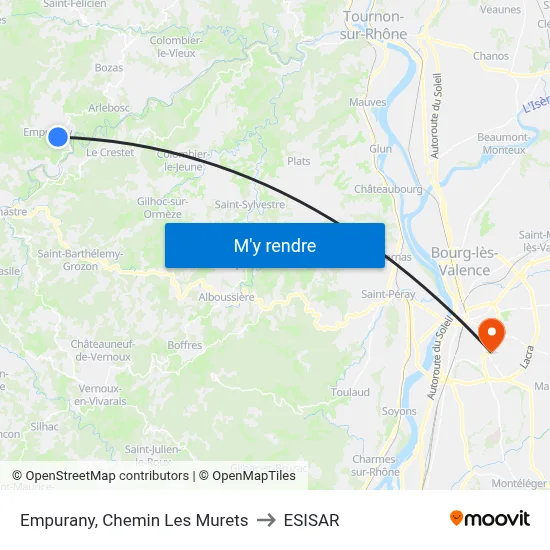 Empurany, Chemin Les Murets to ESISAR map