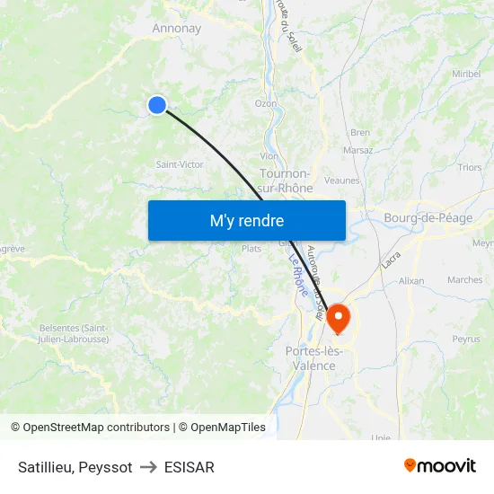 Satillieu, Peyssot to ESISAR map