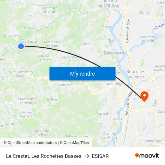 Le Crestet, Les Rochettes Basses to ESISAR map