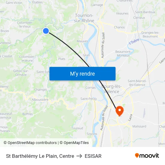 St Barthélémy Le Plain, Centre to ESISAR map
