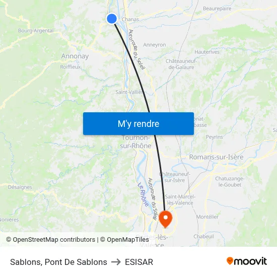 Sablons, Pont De Sablons to ESISAR map