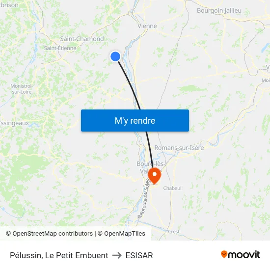 Pélussin, Le Petit Embuent to ESISAR map