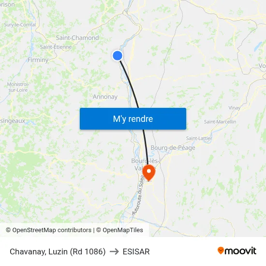 Chavanay, Luzin (Rd 1086) to ESISAR map