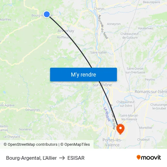 Bourg-Argental, L'Allier to ESISAR map