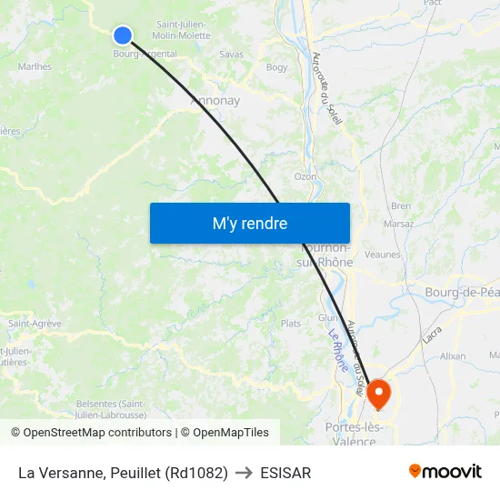 La Versanne, Peuillet (Rd1082) to ESISAR map