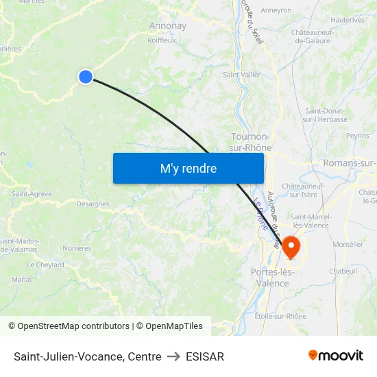Saint-Julien-Vocance, Centre to ESISAR map