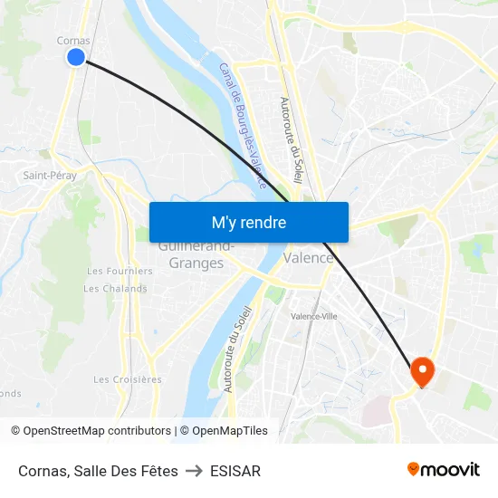 Cornas, Salle Des Fêtes to ESISAR map