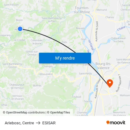 Arlebosc, Centre to ESISAR map