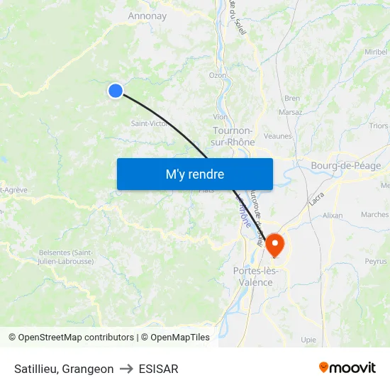 Satillieu, Grangeon to ESISAR map