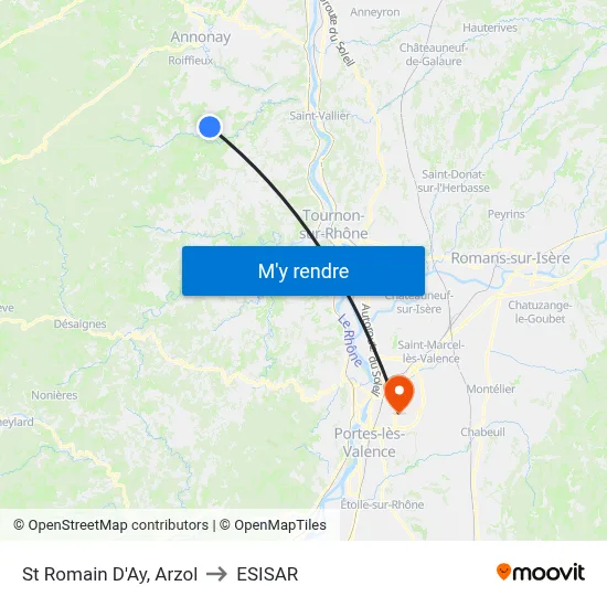 St Romain D'Ay, Arzol to ESISAR map