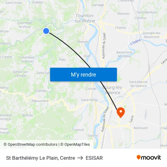 St Barthélémy Le Plain, Centre to ESISAR map