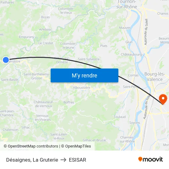 Désaignes, La Gruterie to ESISAR map