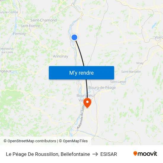 Le Péage De Roussillon, Bellefontaine to ESISAR map