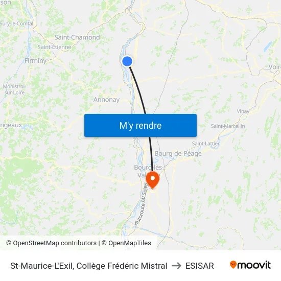 St-Maurice-L'Exil, Collège Frédéric Mistral to ESISAR map