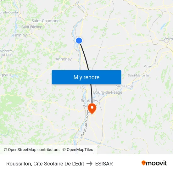 Roussillon, Cité Scolaire De L'Edit to ESISAR map