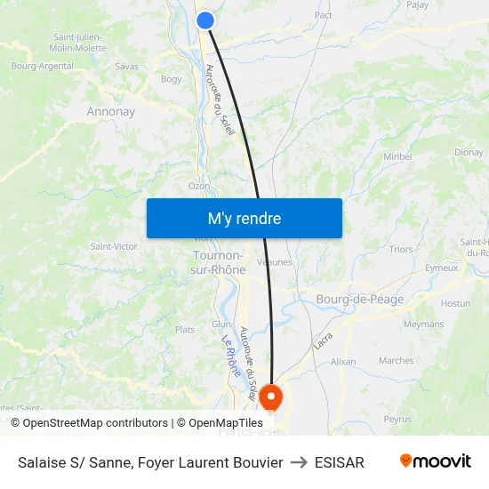 Salaise S/ Sanne, Foyer Laurent Bouvier to ESISAR map