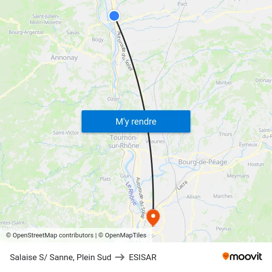 Salaise S/ Sanne, Plein Sud to ESISAR map