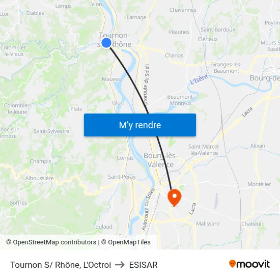 Tournon S/ Rhône, L'Octroi to ESISAR map