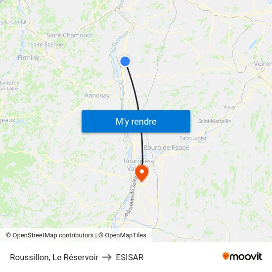 Roussillon, Le Réservoir to ESISAR map