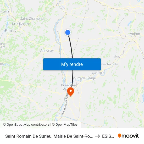 Saint Romain De Surieu, Mairie De Saint-Romain to ESISAR map