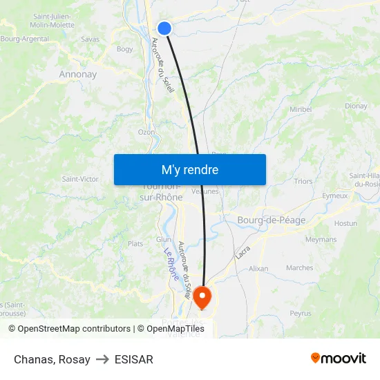 Chanas, Rosay to ESISAR map