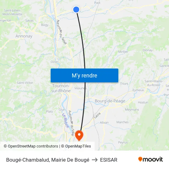 Bougé-Chambalud, Mairie De Bougé to ESISAR map