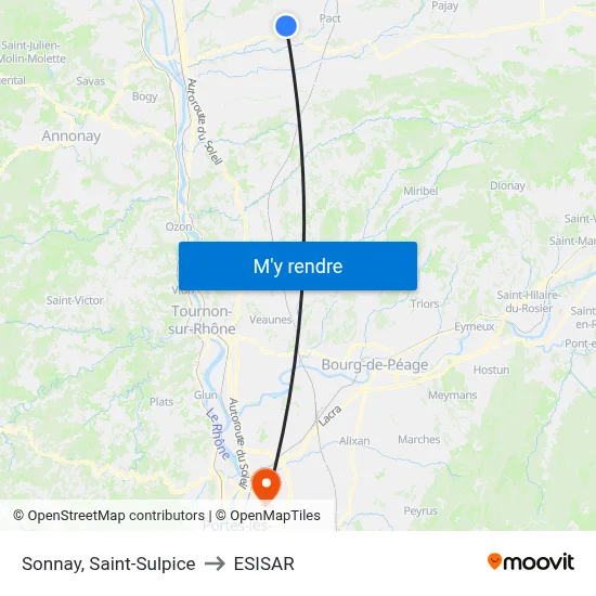 Sonnay, Saint-Sulpice to ESISAR map
