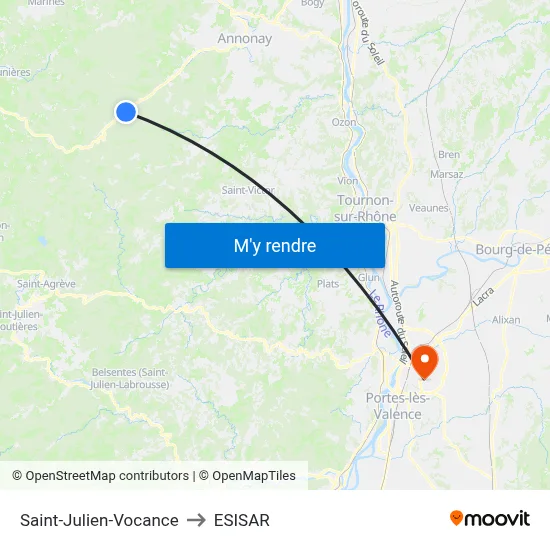 Saint-Julien-Vocance to ESISAR map
