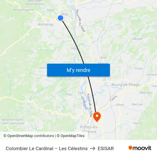 Colombier Le Cardinal – Les Célestins to ESISAR map