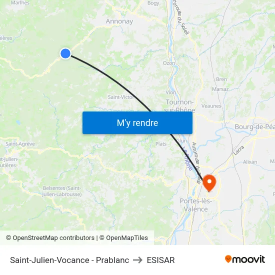 Saint-Julien-Vocance - Prablanc to ESISAR map